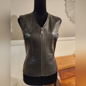 Siean Collection Sleek Black Leather Vest